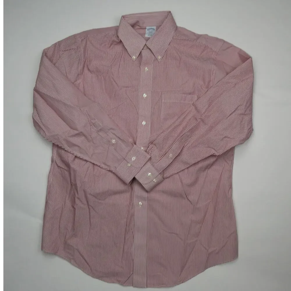 NEW Brooks Brothers Regent Dress Shirt, red stripe, Size 16 1/2 34 - Picture 1 of 2